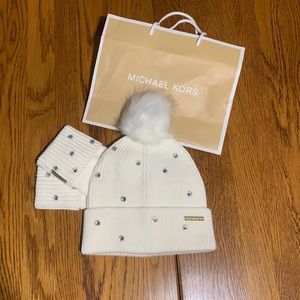 Michael Kors Accessories | Rhinestoned Michael Kors Hat and Glove Set.